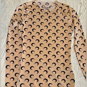 MARINE SERRE - Authentic Tan Moon Printed Second Skin Top